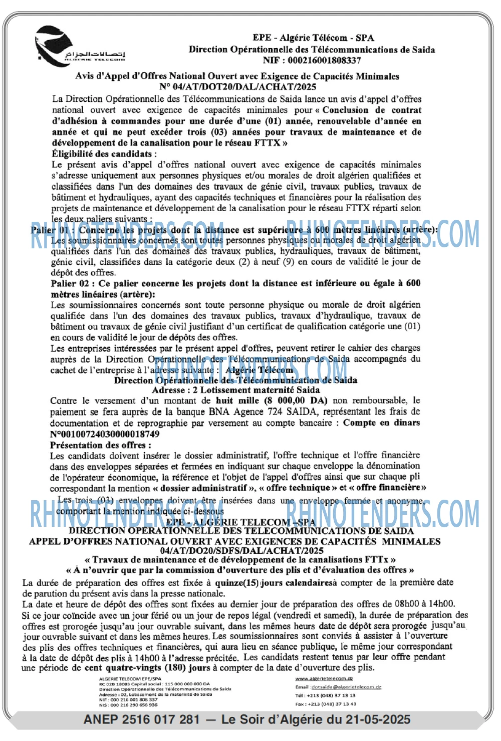 LE SOIR D'ALGERIE