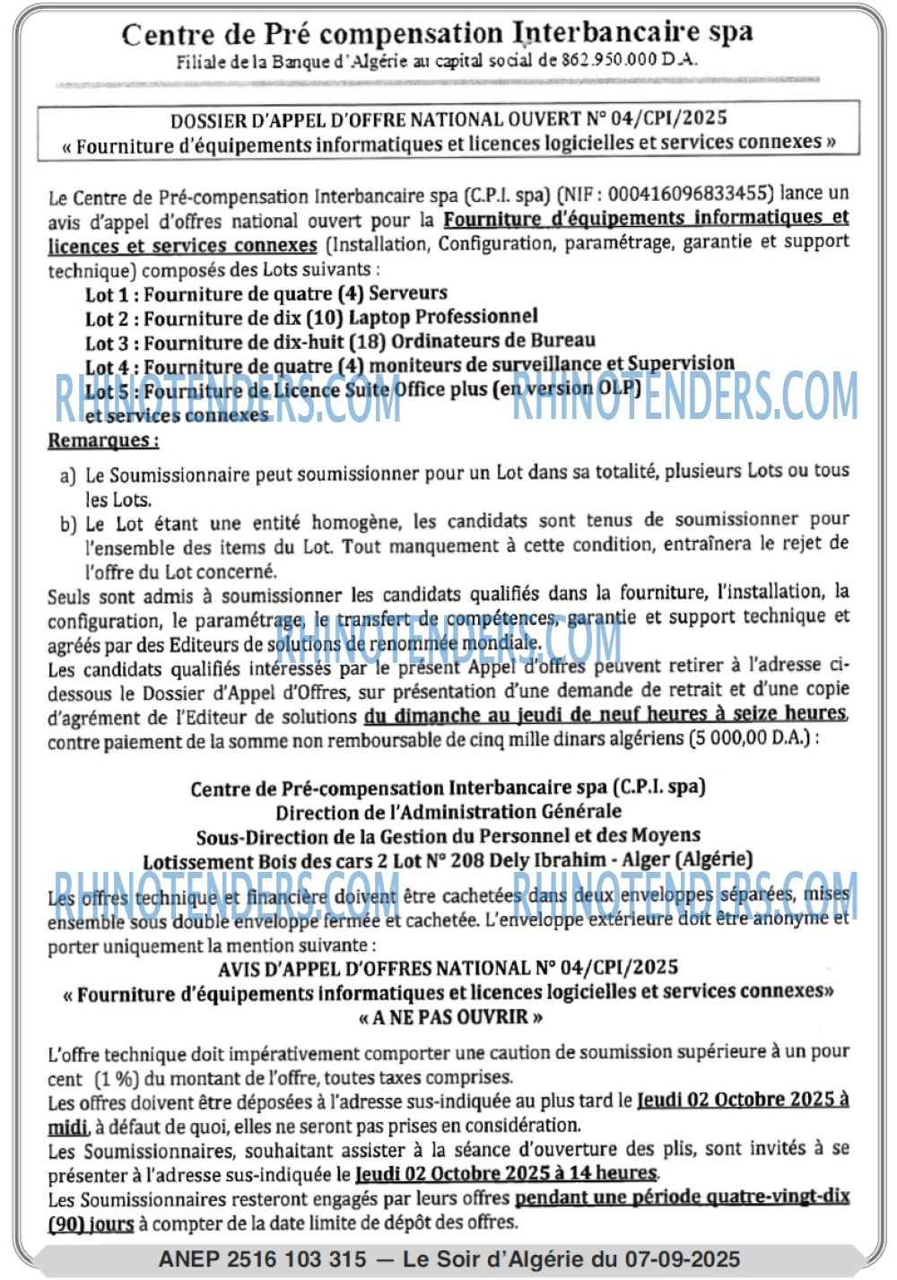 LE SOIR D'ALGERIE