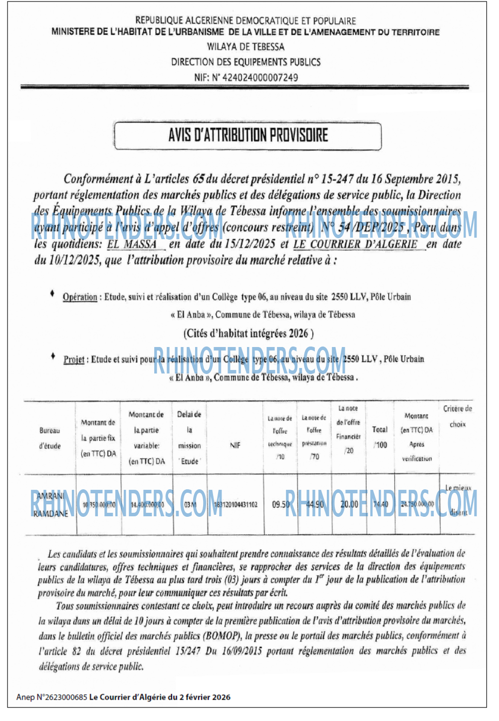 Le Courrier d'Algerie