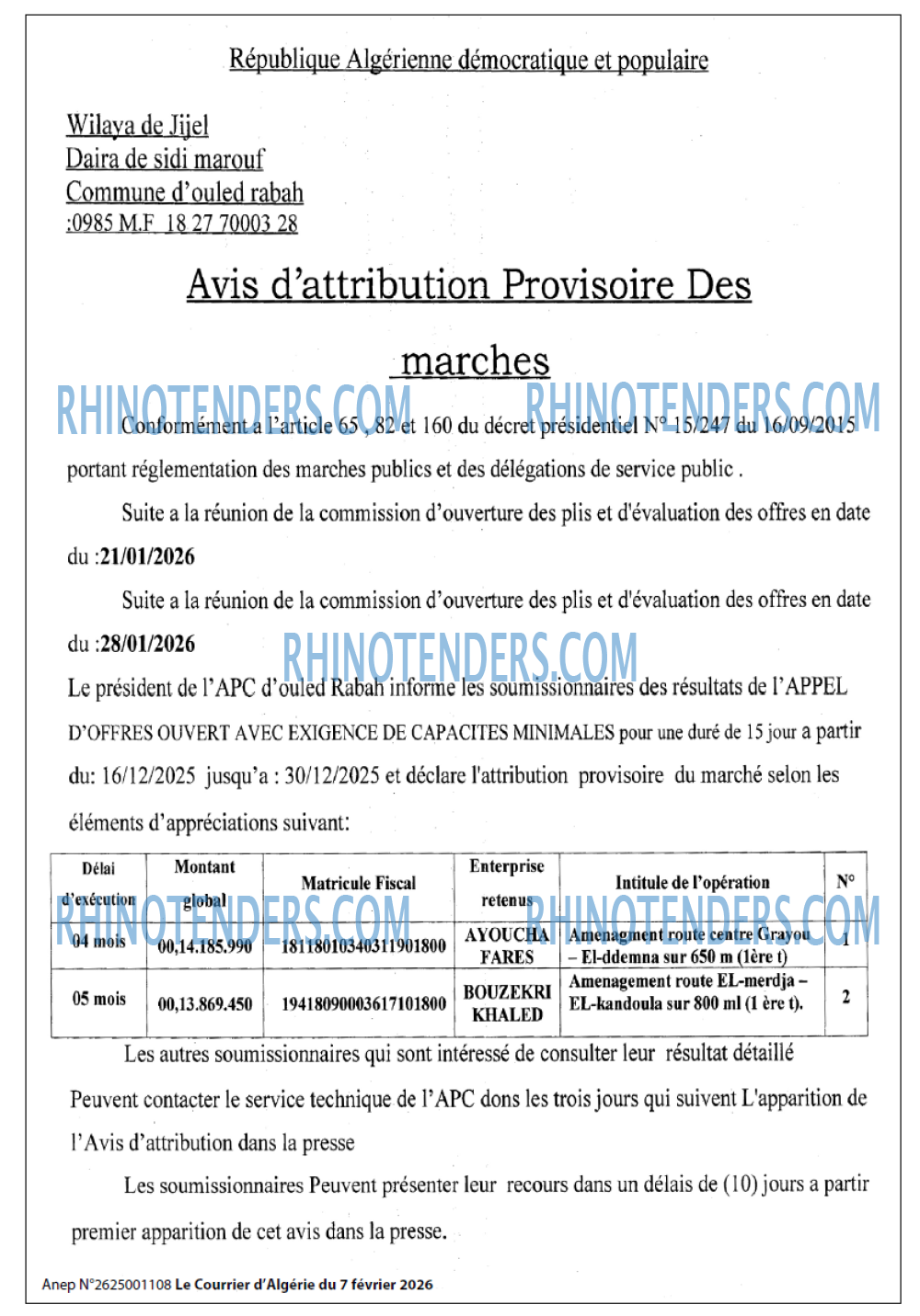 Le Courrier d'Algerie