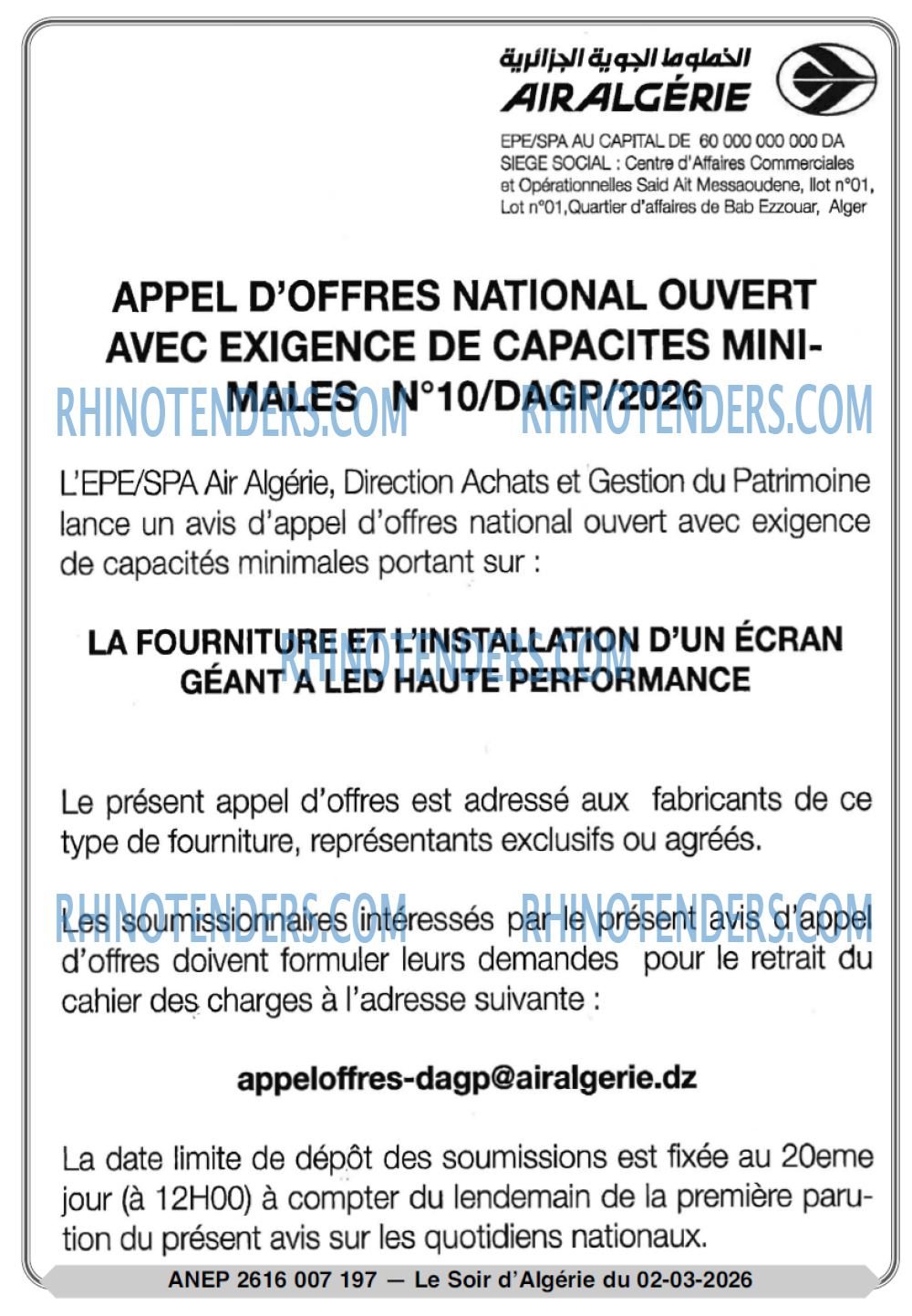 LE SOIR D'ALGERIE