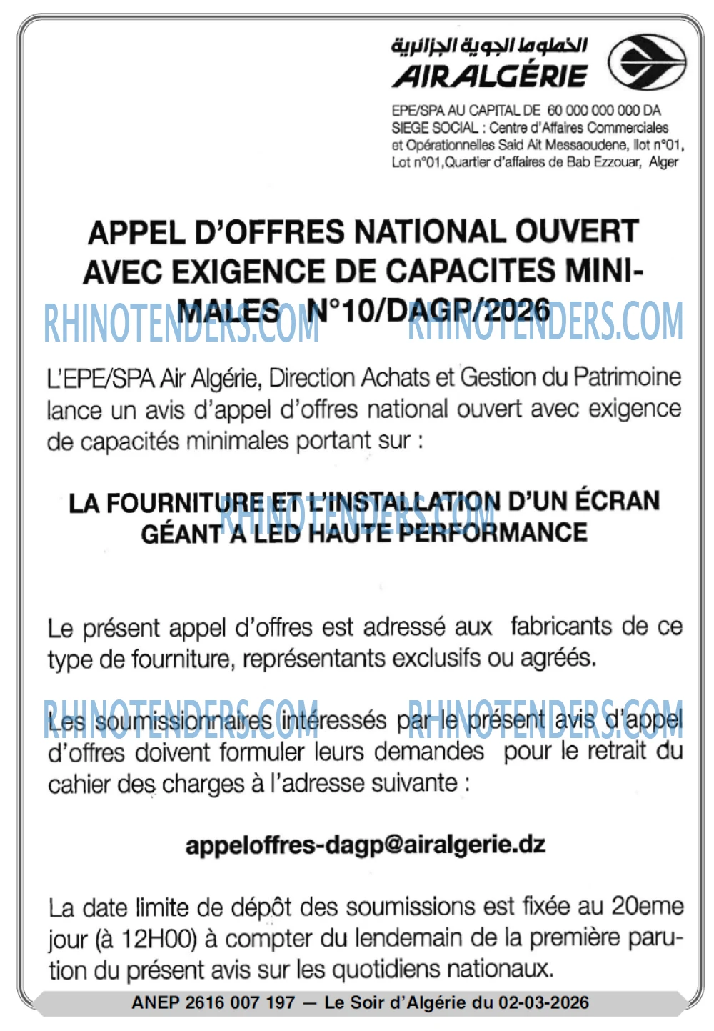 LE SOIR D'ALGERIE