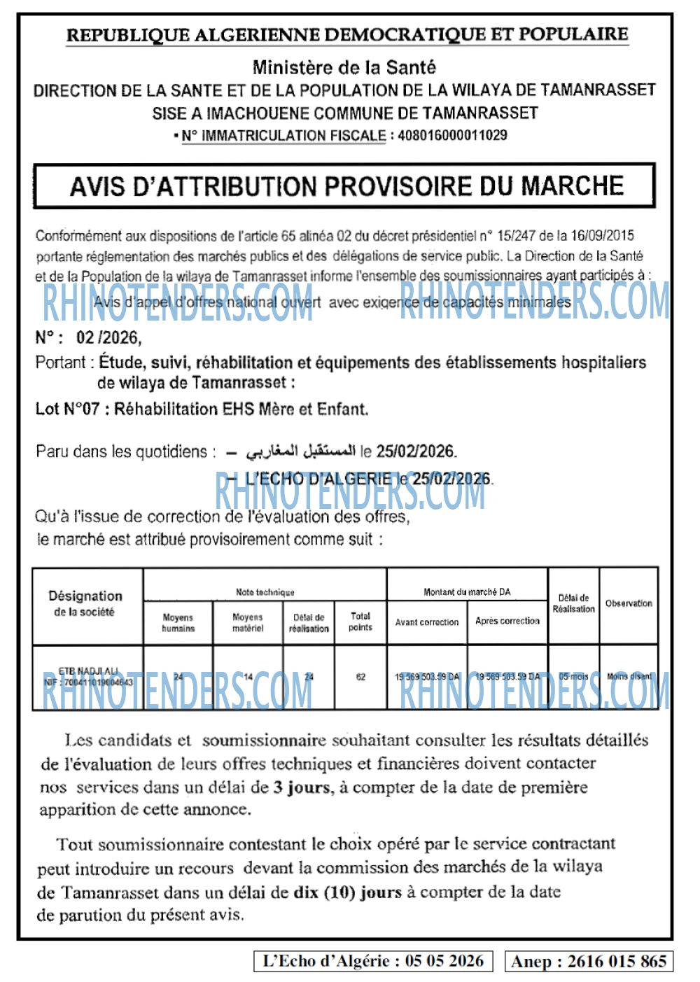 L'ECHO D'ALGERIE