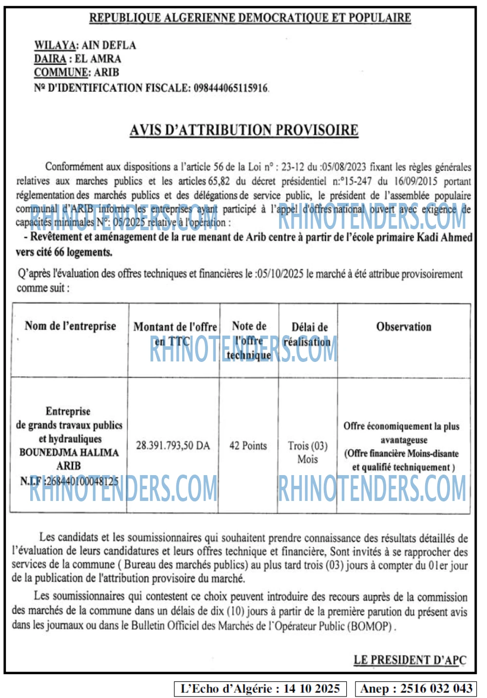 L'ECHO D'ALGERIE