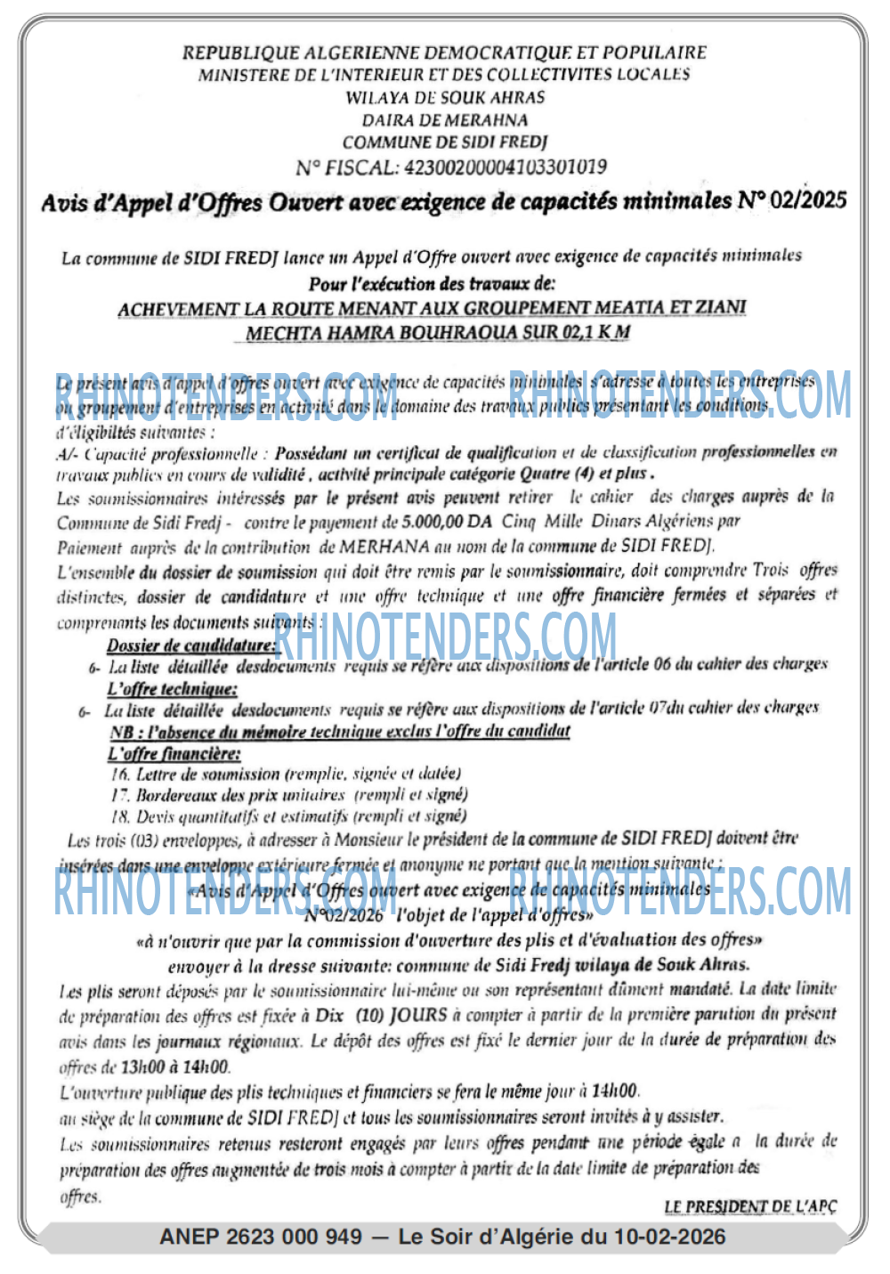 LE SOIR D'ALGERIE