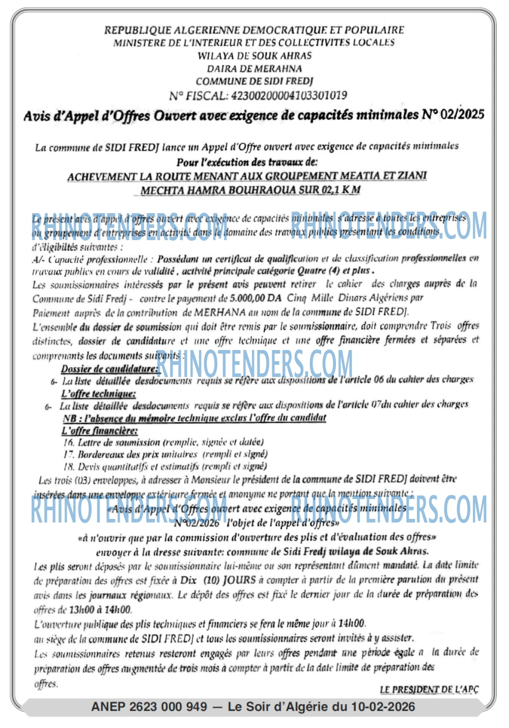 LE SOIR D'ALGERIE