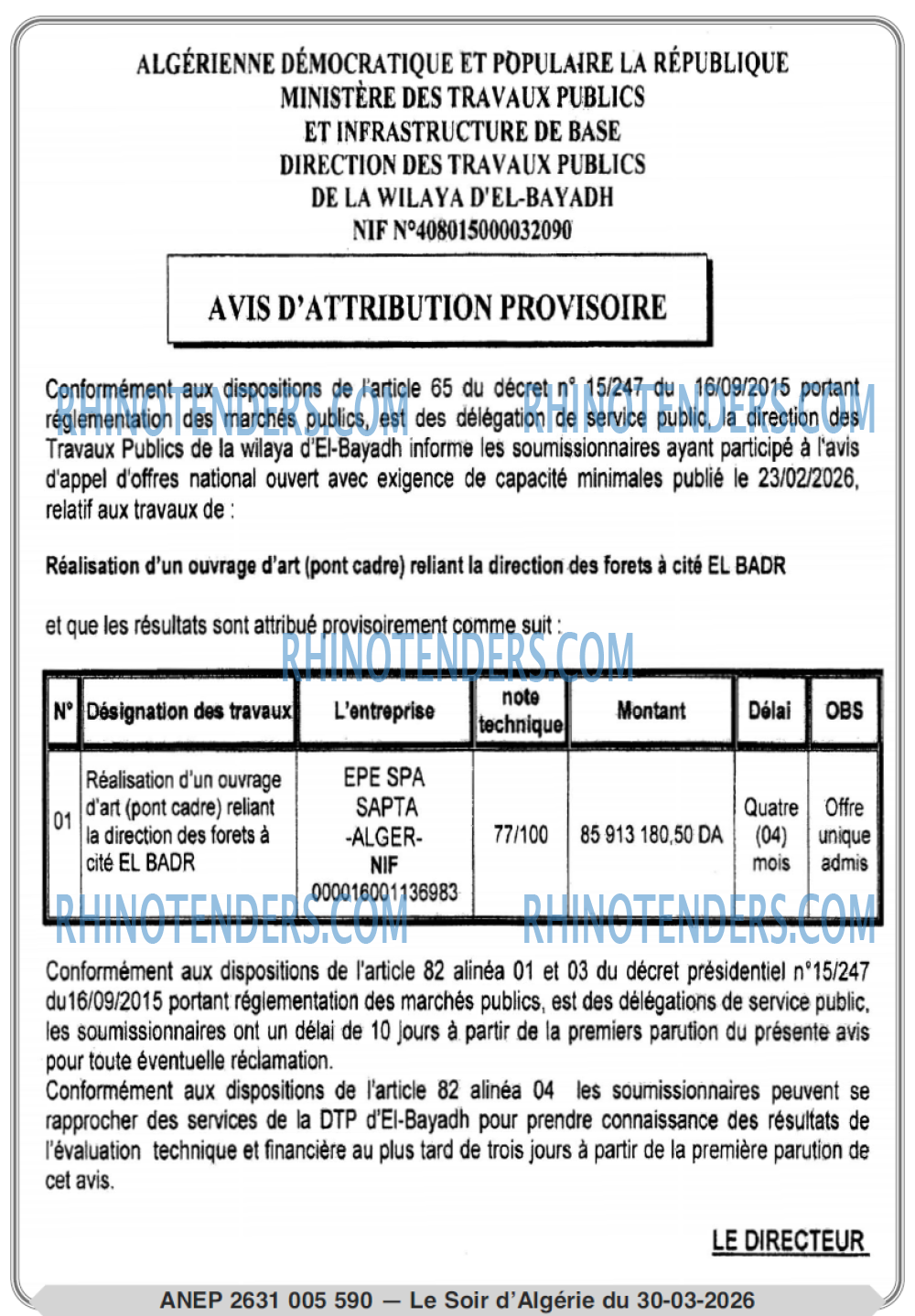 LE SOIR D'ALGERIE