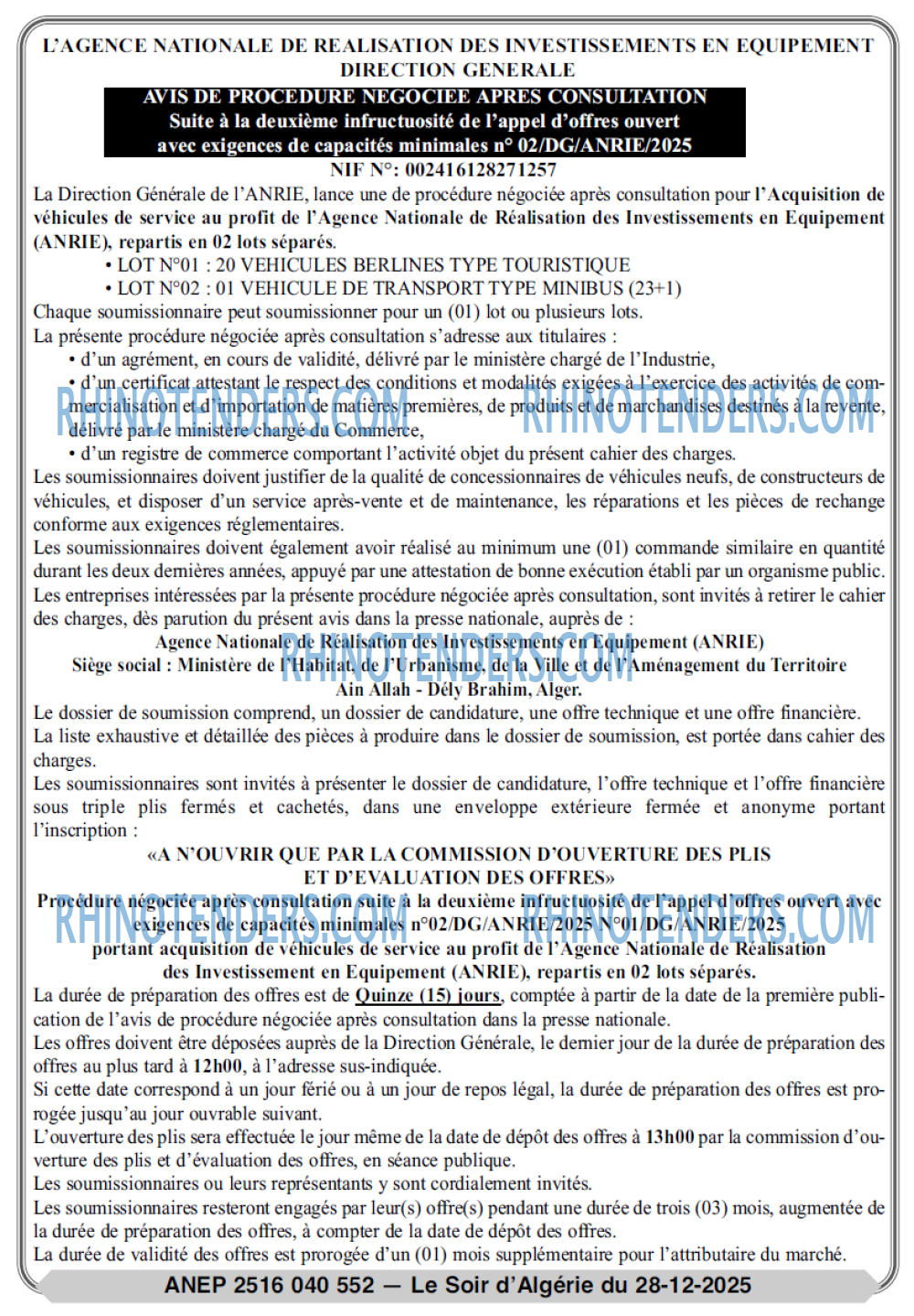 LE SOIR D'ALGERIE