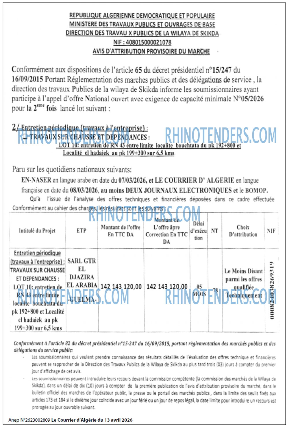 Le Courrier d'Algerie