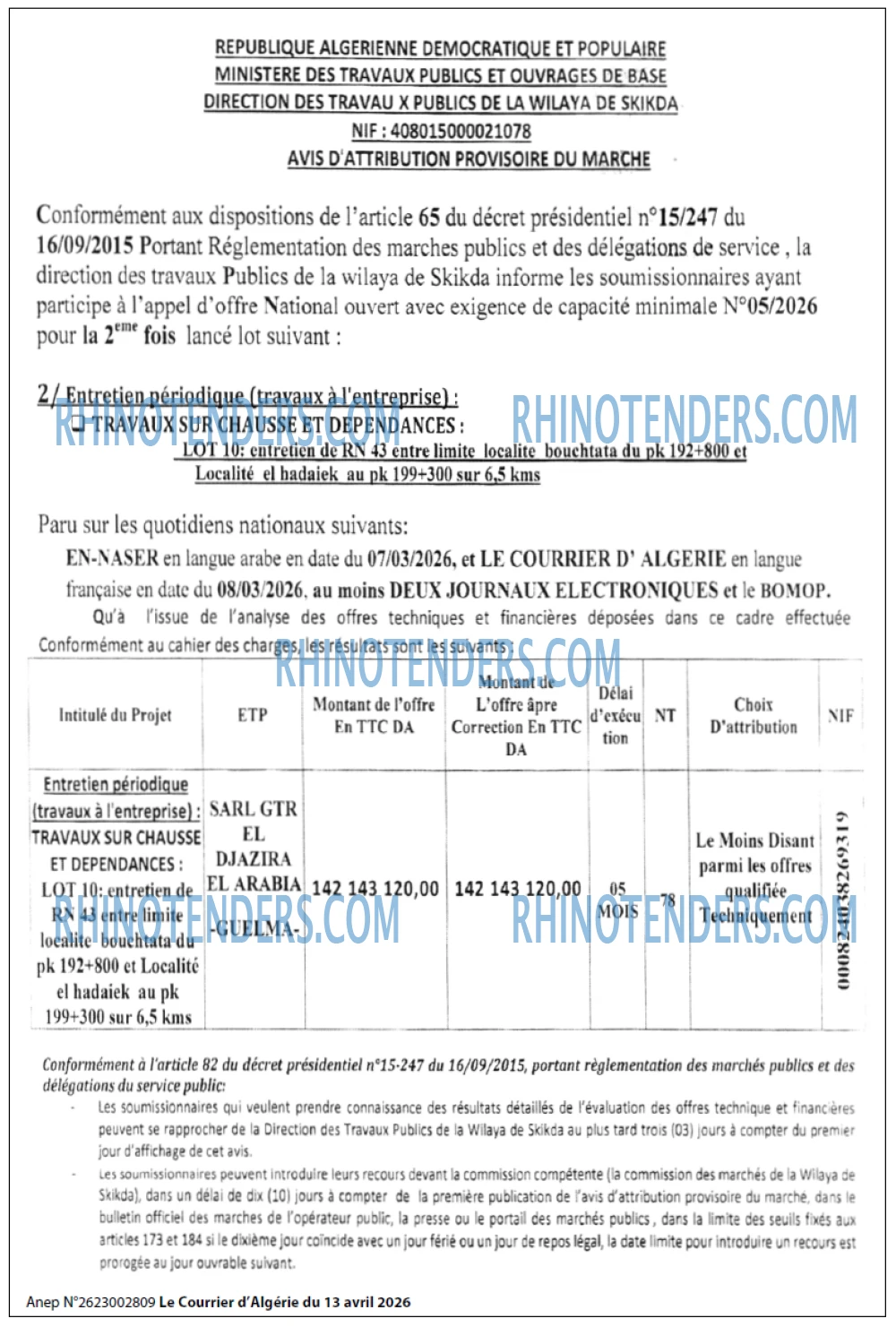 Le Courrier d'Algerie