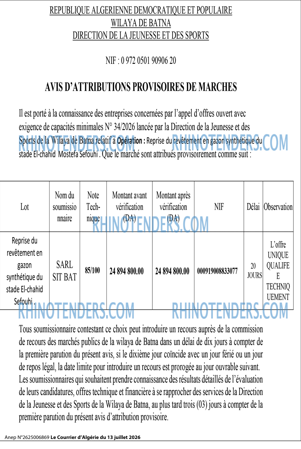 Le Courrier d'Algerie