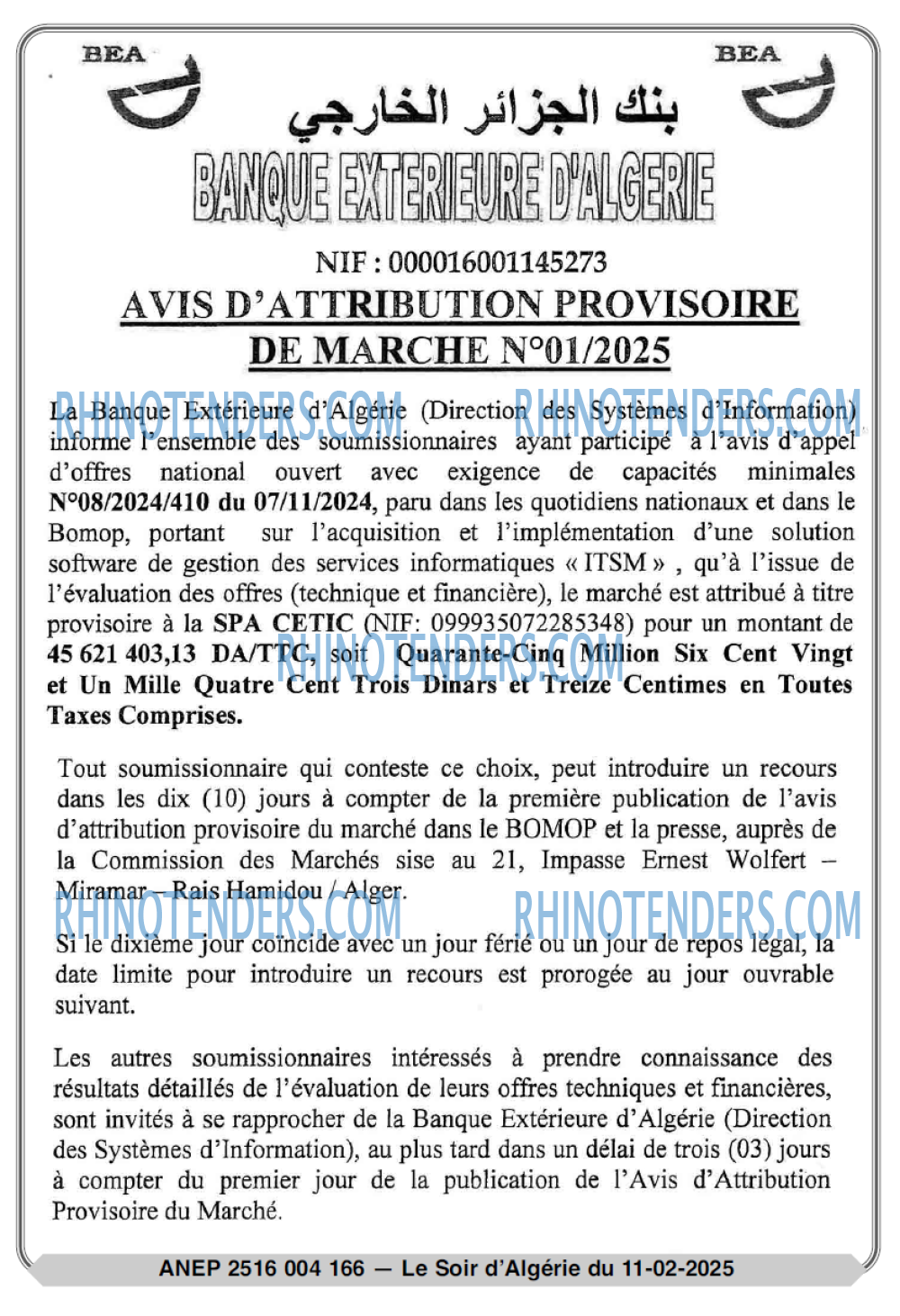 LE SOIR D'ALGERIE