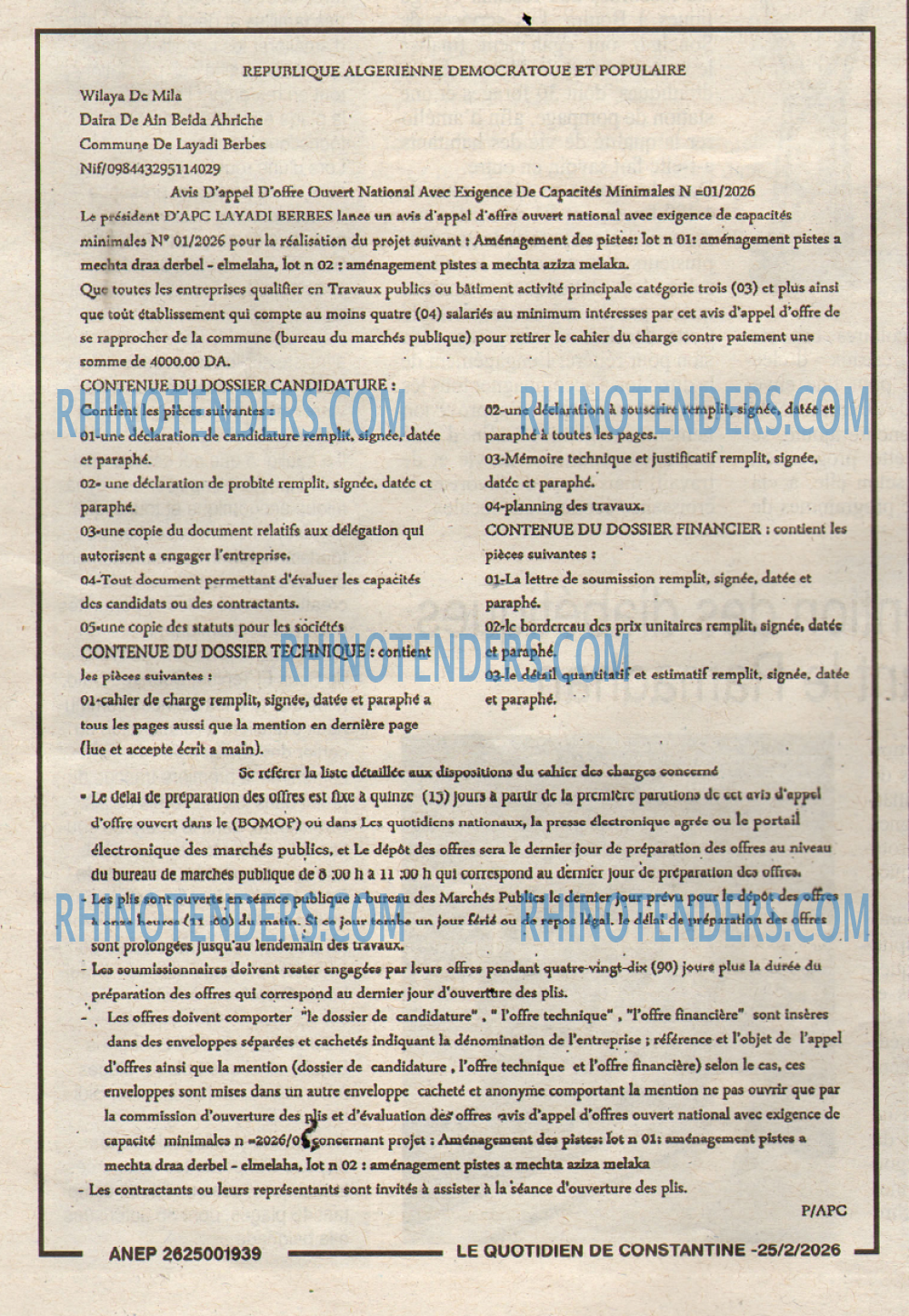 LE QUOTIDIEN DE CONSTANTINE
