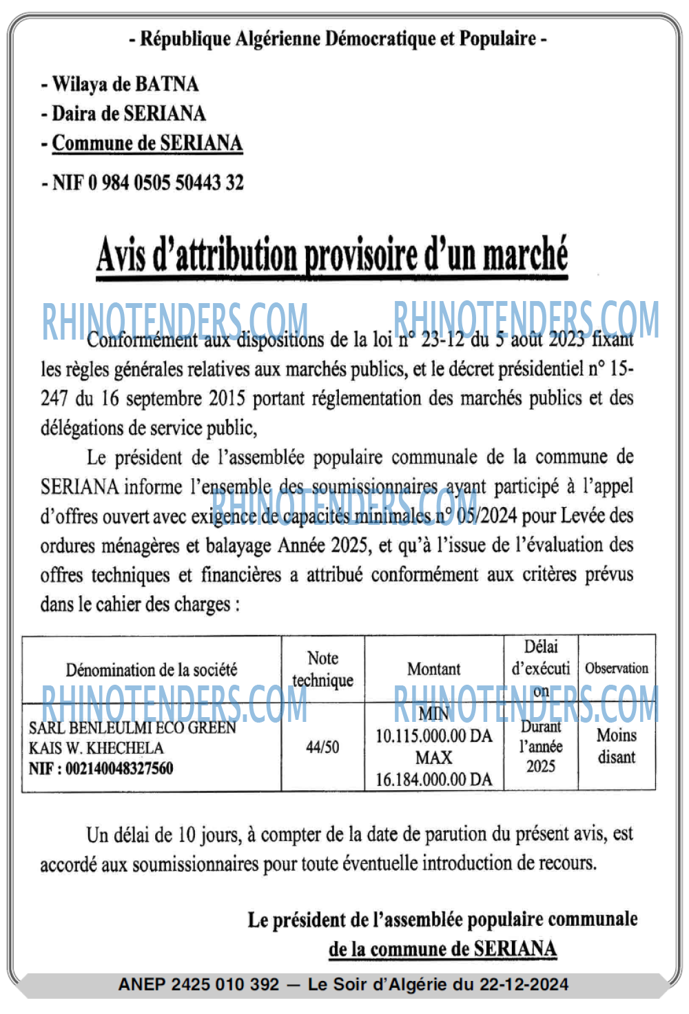 LE SOIR D'ALGERIE