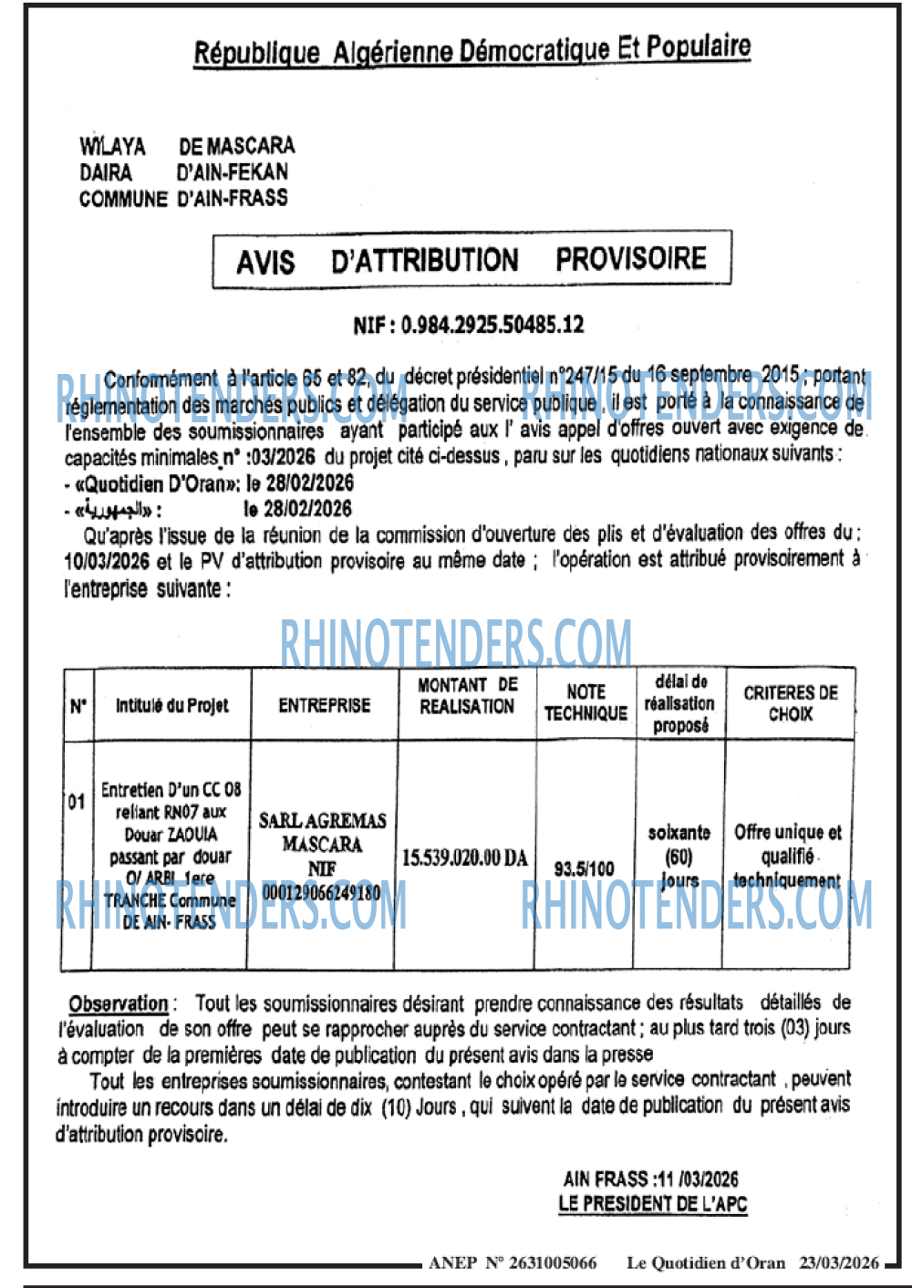 Le Quotidien d'Oran
