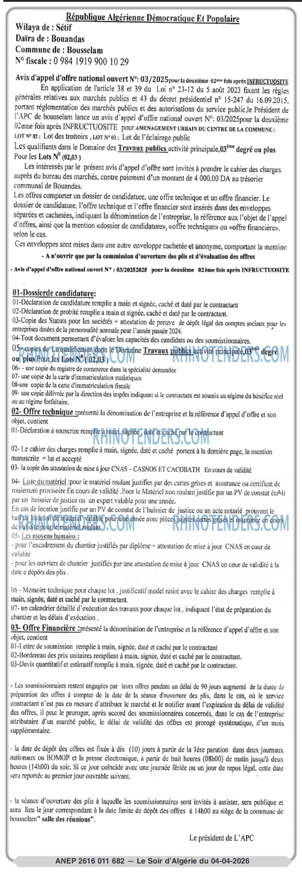 LE SOIR D'ALGERIE