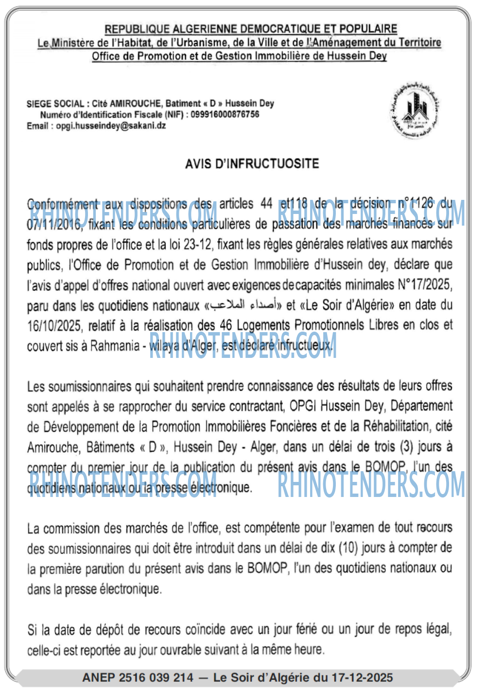 LE SOIR D'ALGERIE
