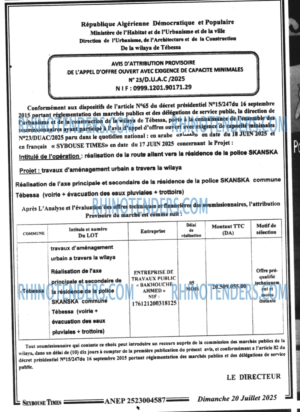 SEYBOUSSE TIMES