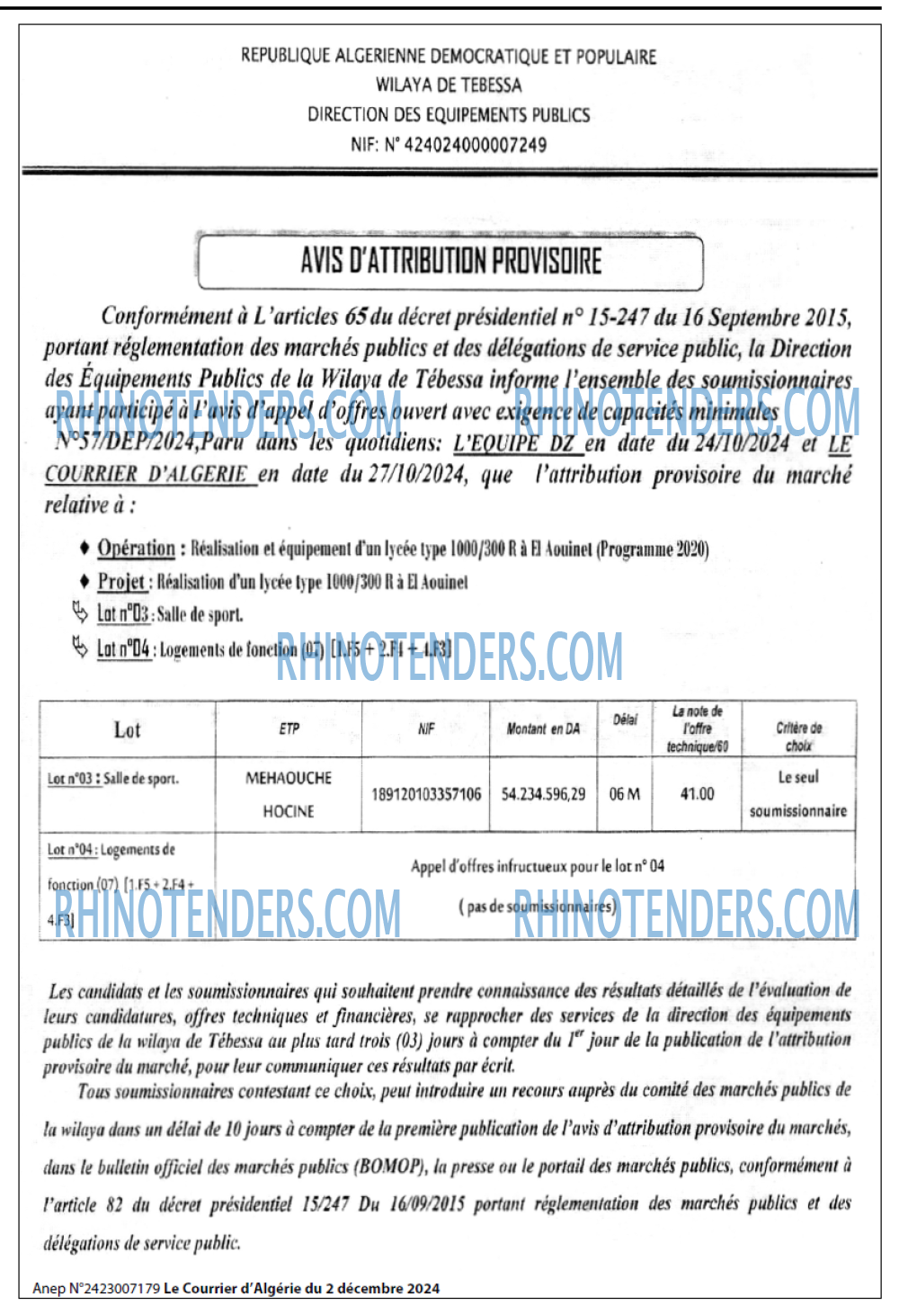 Le Courrier d'Algerie