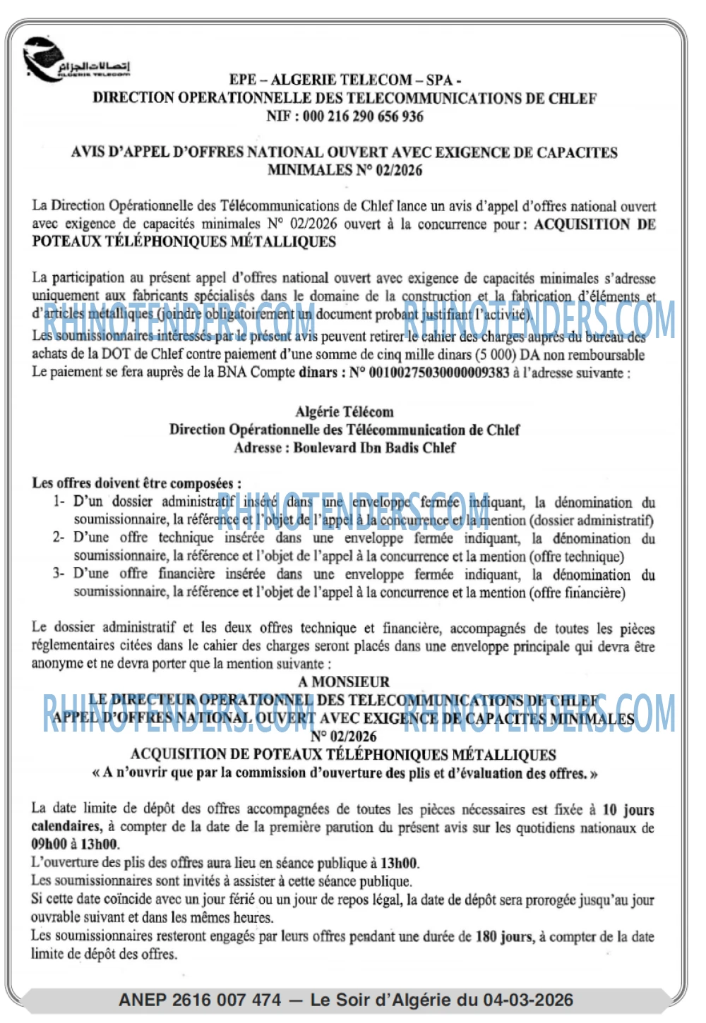 LE SOIR D'ALGERIE