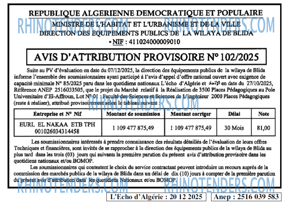 L'ECHO D'ALGERIE