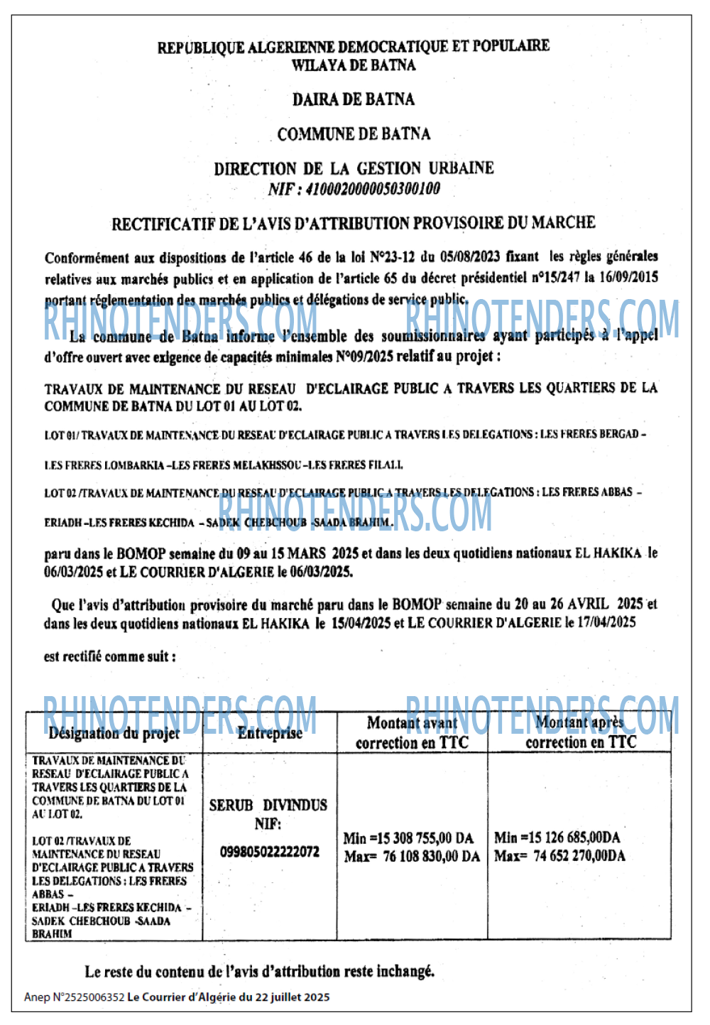 Le Courrier d'Algerie