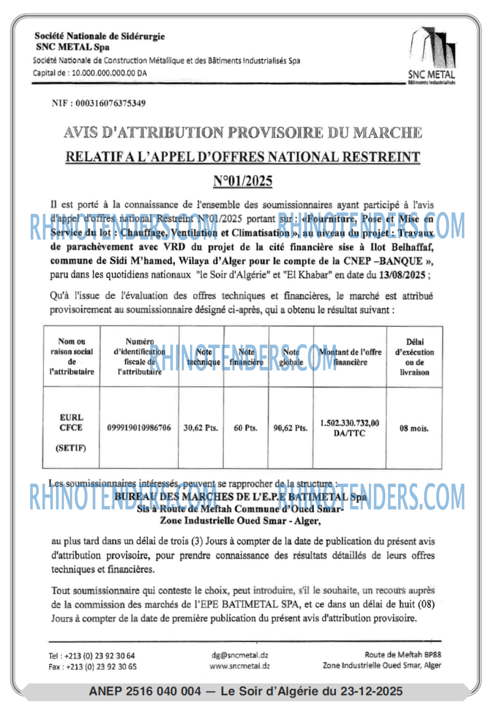 LE SOIR D'ALGERIE