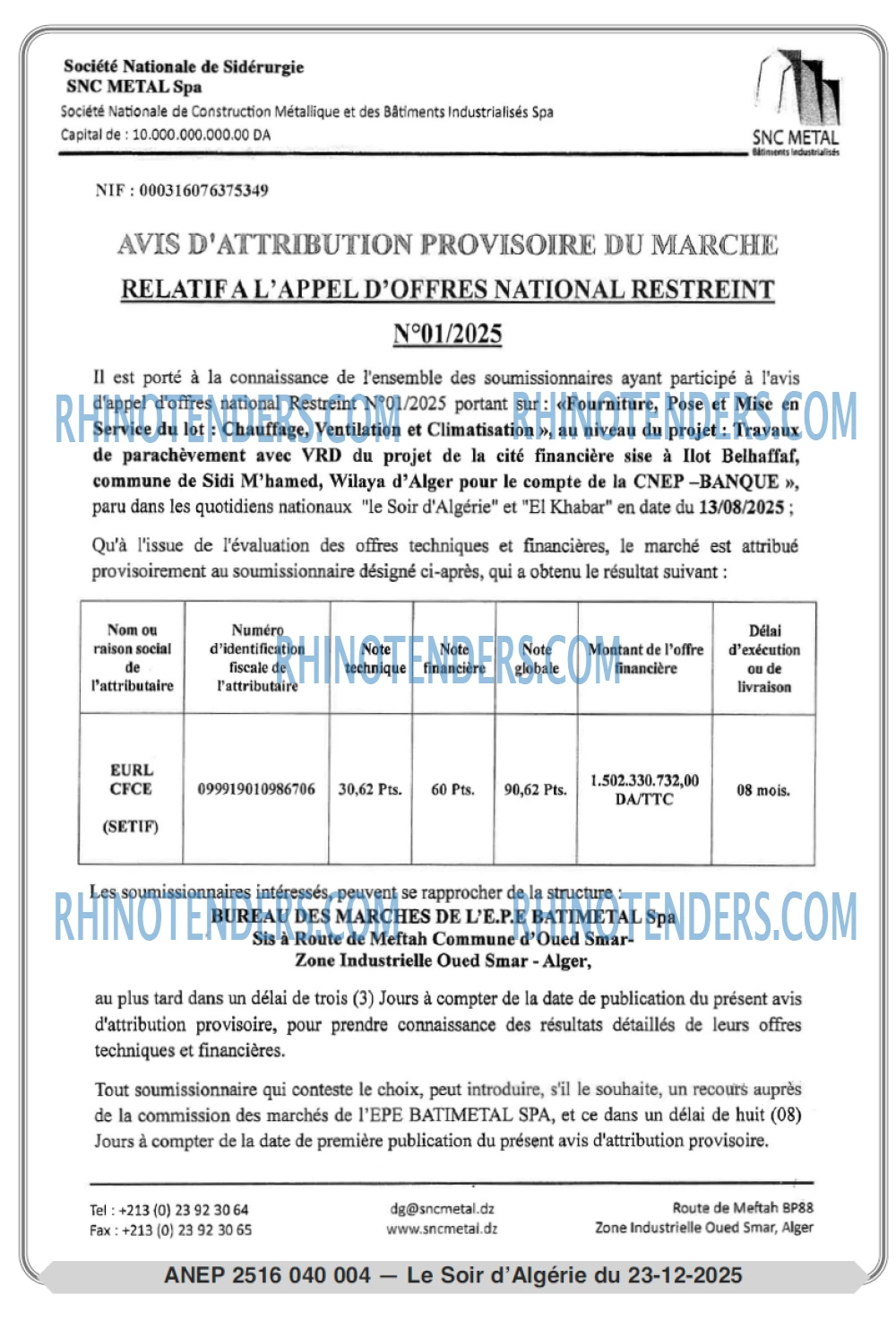 LE SOIR D'ALGERIE