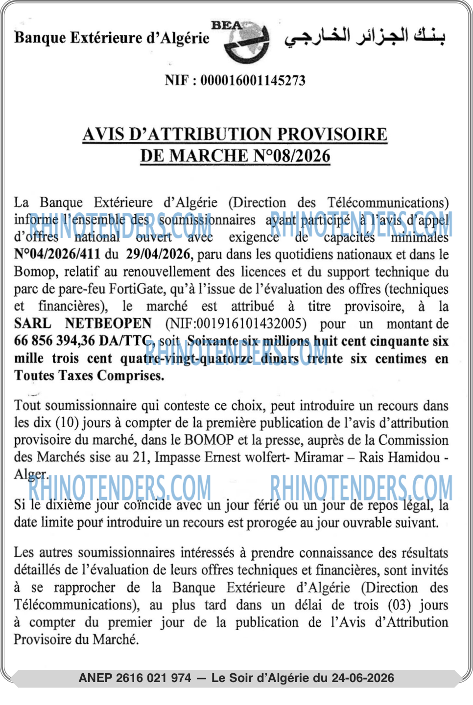 LE SOIR D'ALGERIE