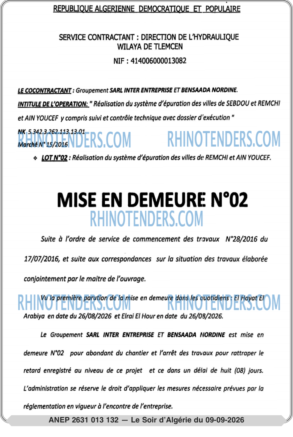 LE SOIR D'ALGERIE