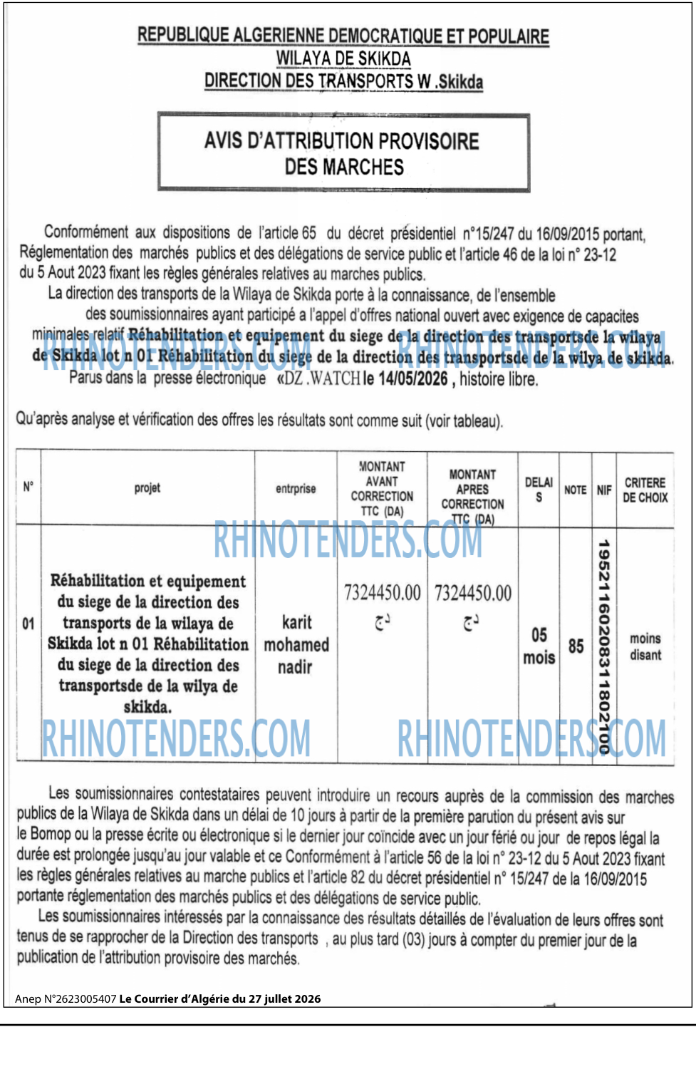Le Courrier d'Algerie