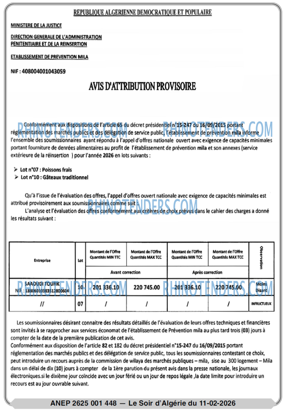 LE SOIR D'ALGERIE