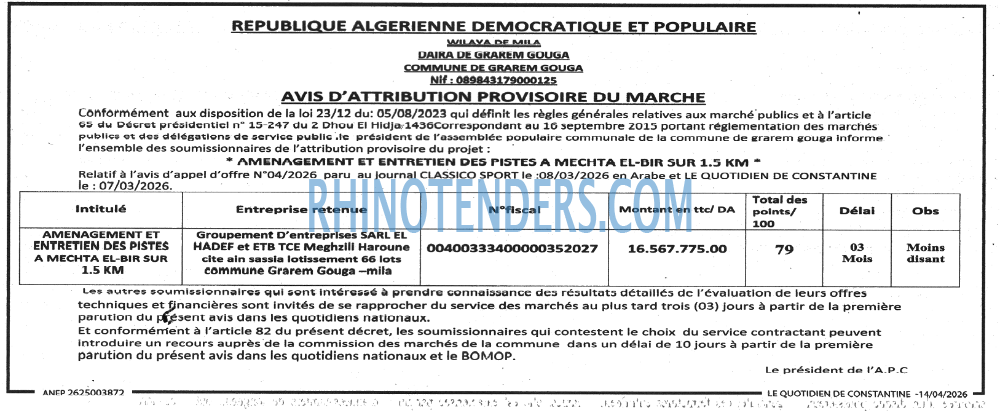LE QUOTIDIEN DE CONSTANTINE