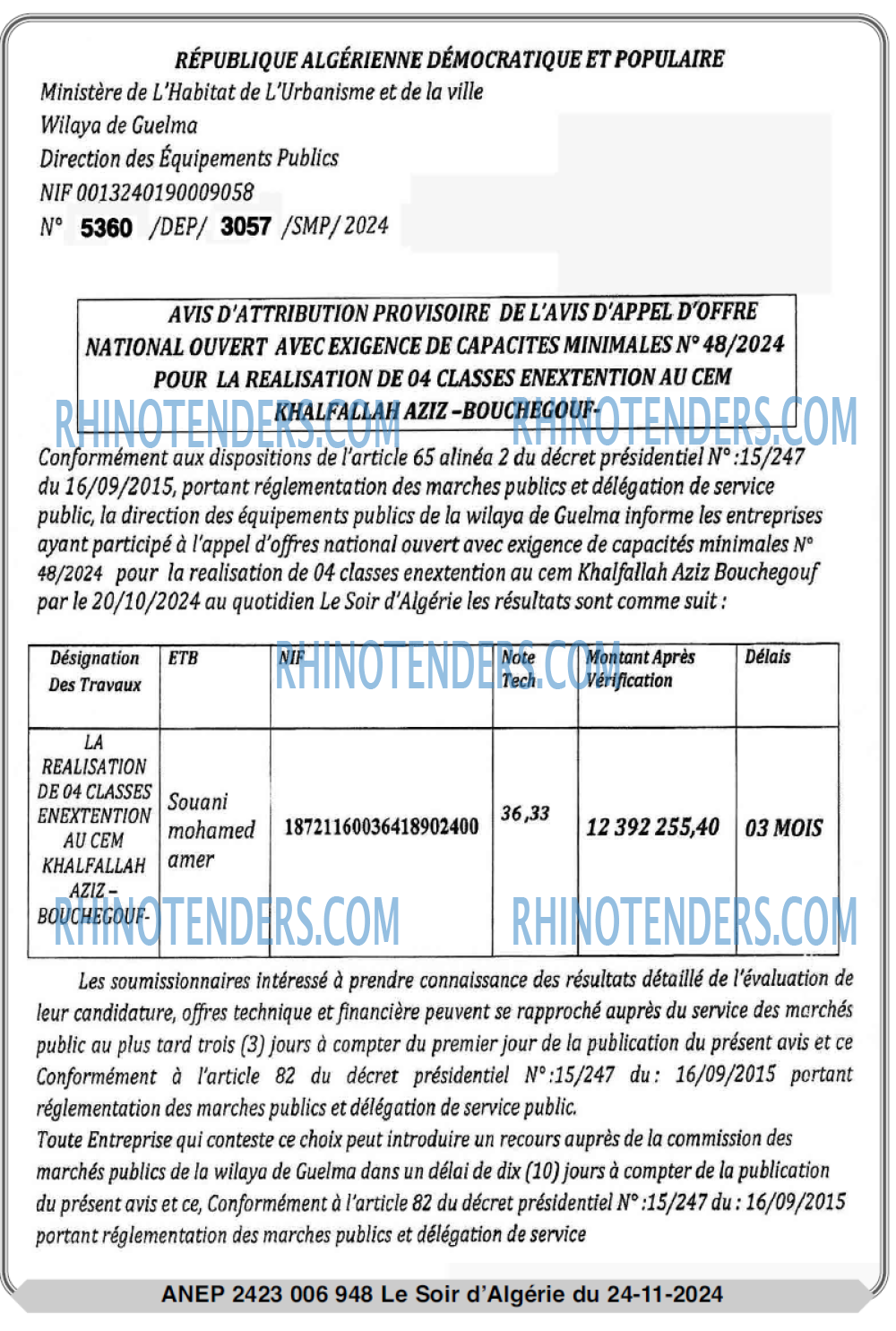 LE SOIR D'ALGERIE