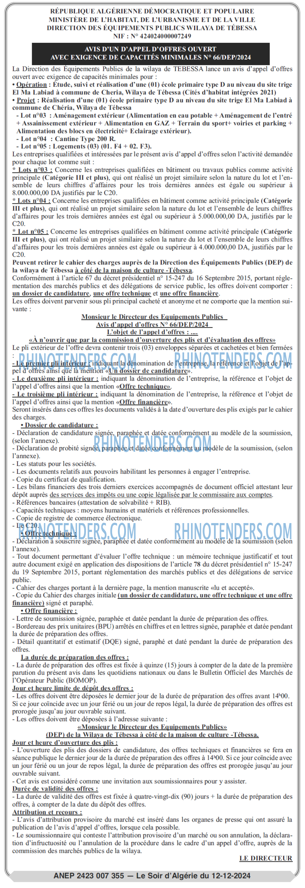 LE SOIR D'ALGERIE