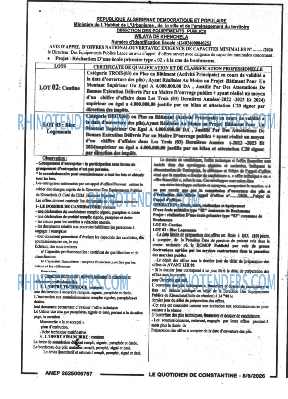 LE QUOTIDIEN DE CONSTANTINE