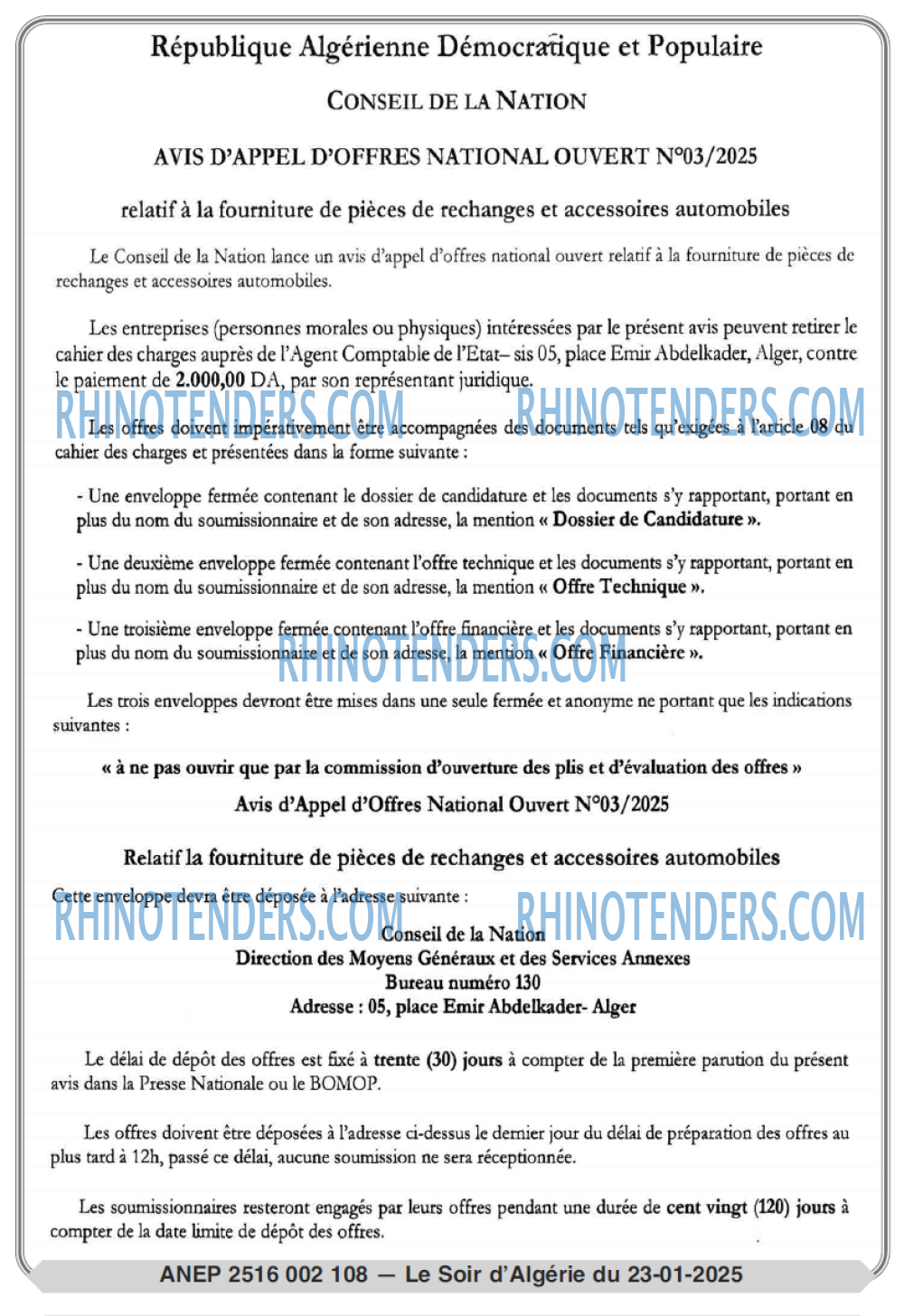 LE SOIR D'ALGERIE