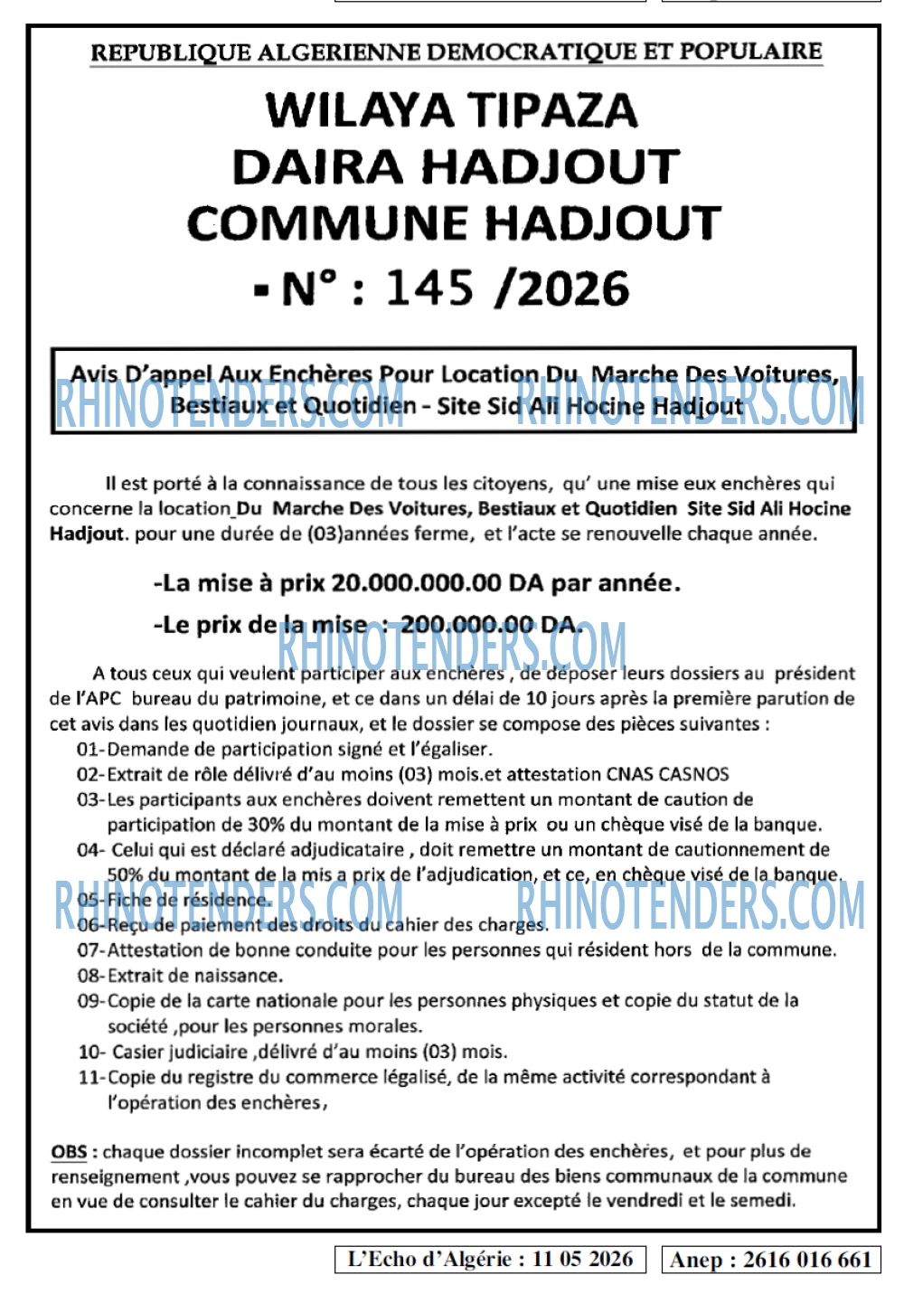 L'ECHO D'ALGERIE