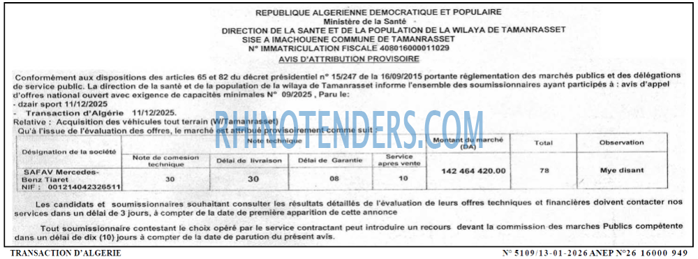 TRANSACTION D'ALGERIE