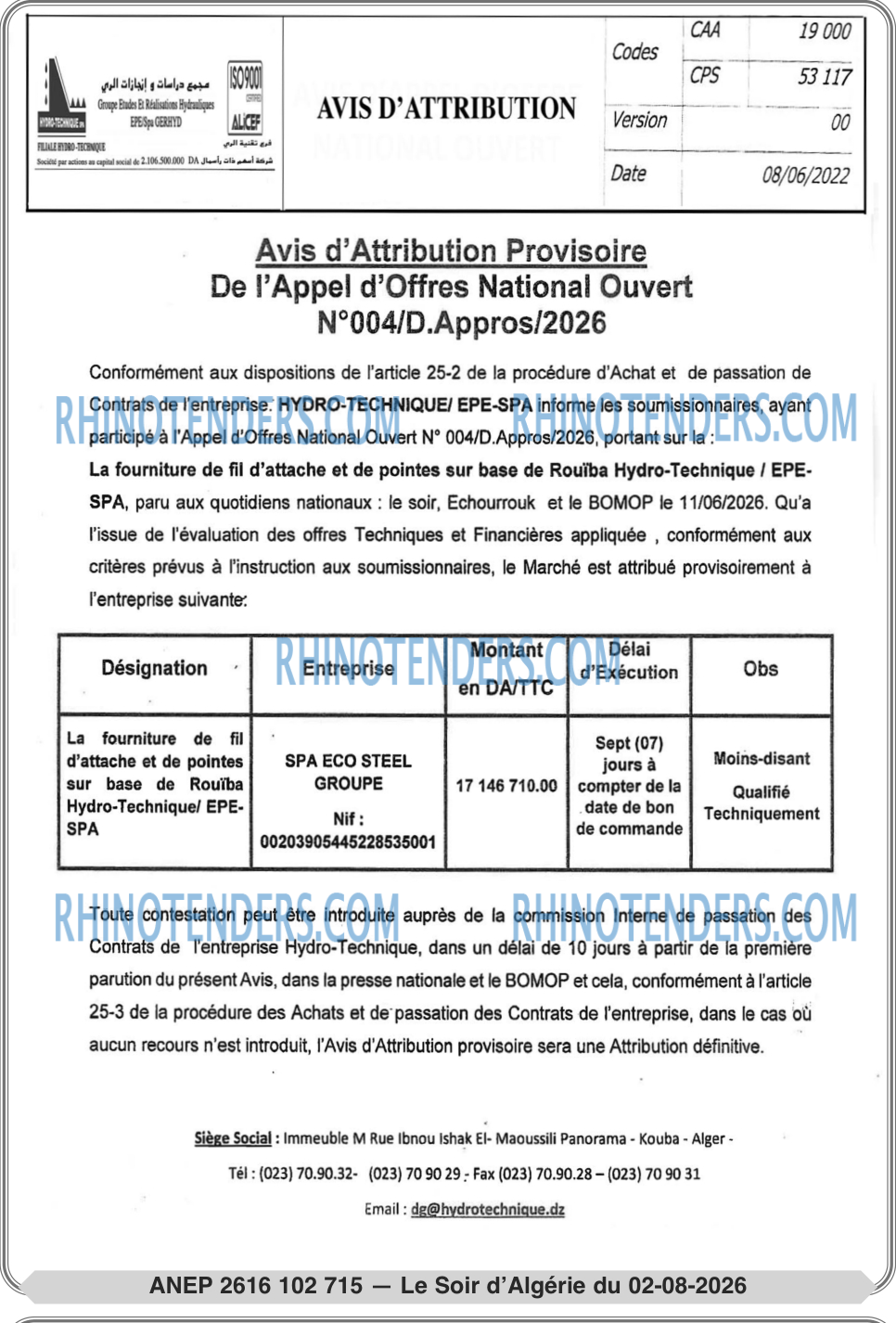 LE SOIR D'ALGERIE