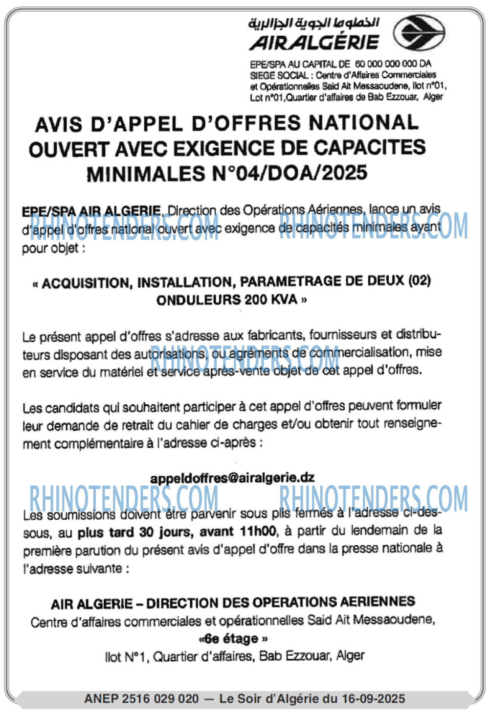 LE SOIR D'ALGERIE