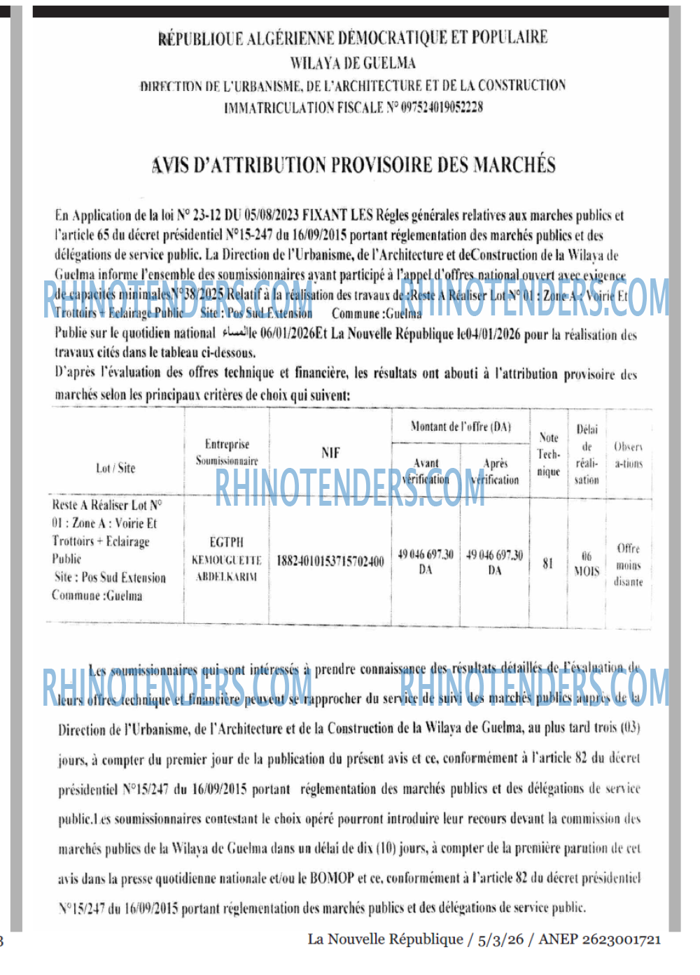 NOUVELLE REPUBLIQUE