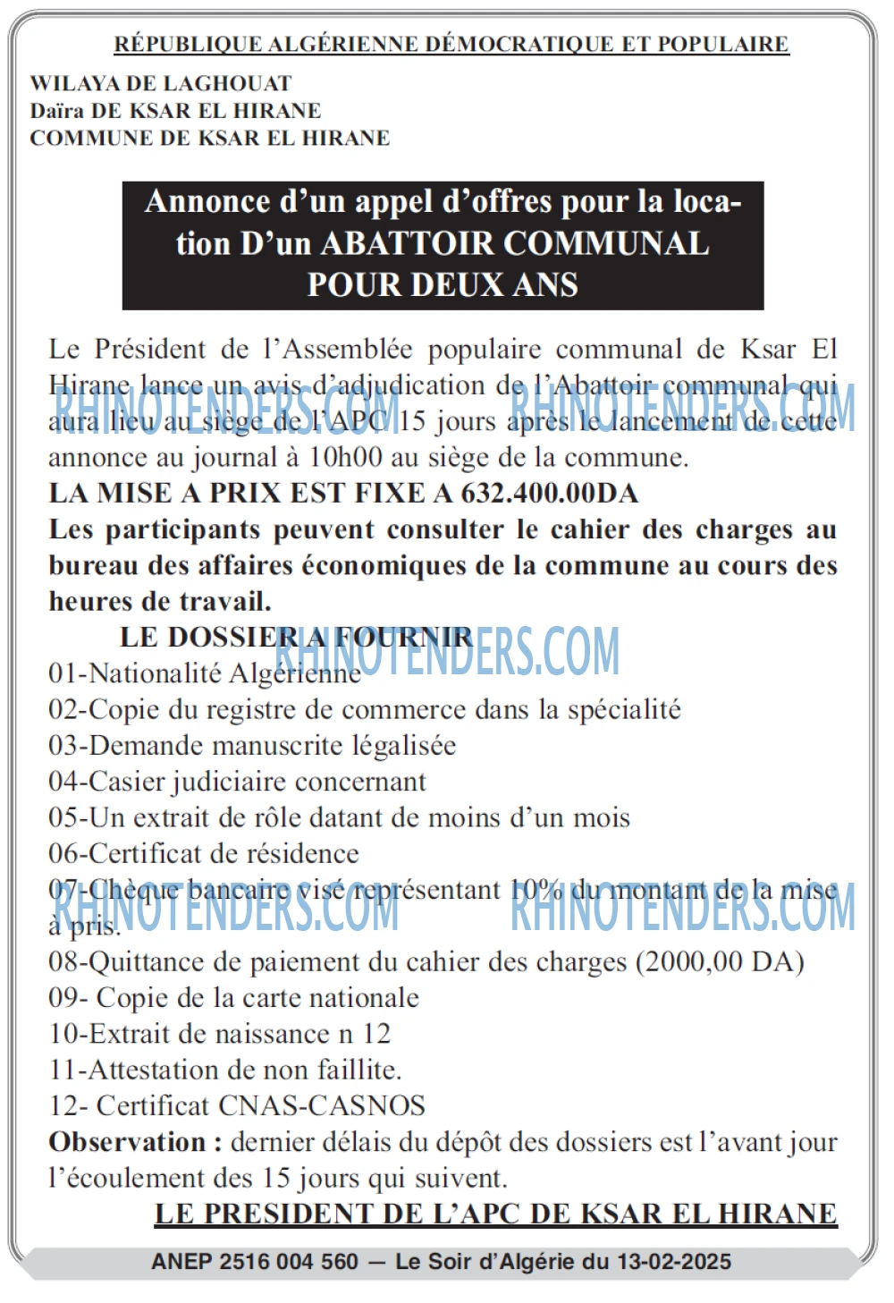 LE SOIR D'ALGERIE