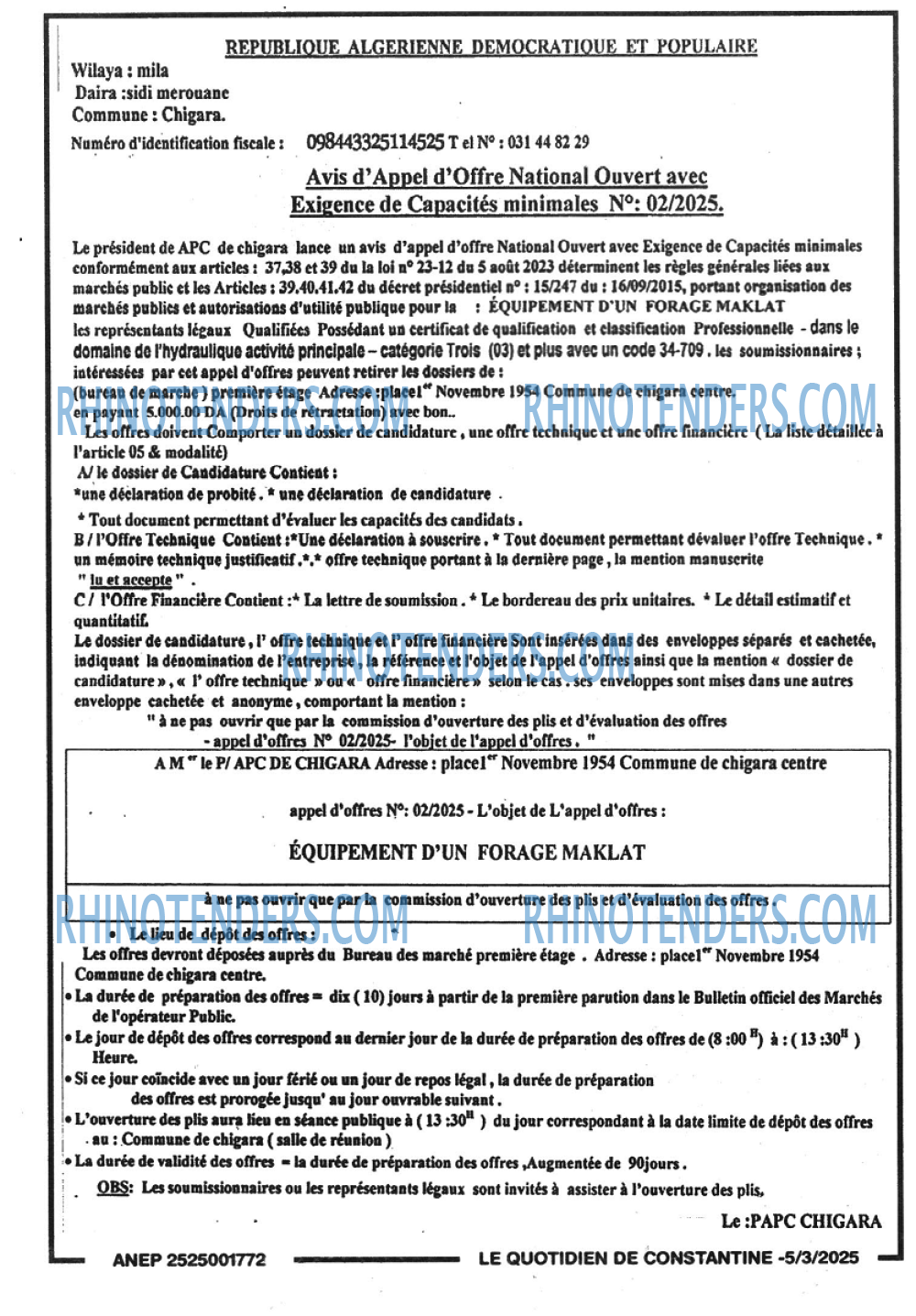 LE QUOTIDIEN DE CONSTANTINE
