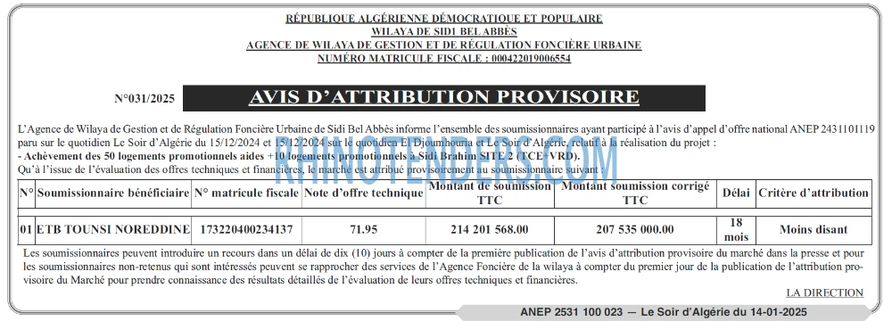 LE SOIR D'ALGERIE