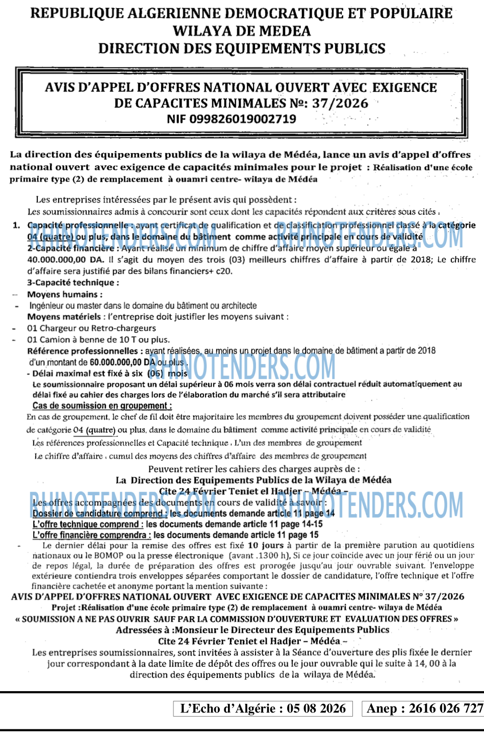 L'ECHO D'ALGERIE