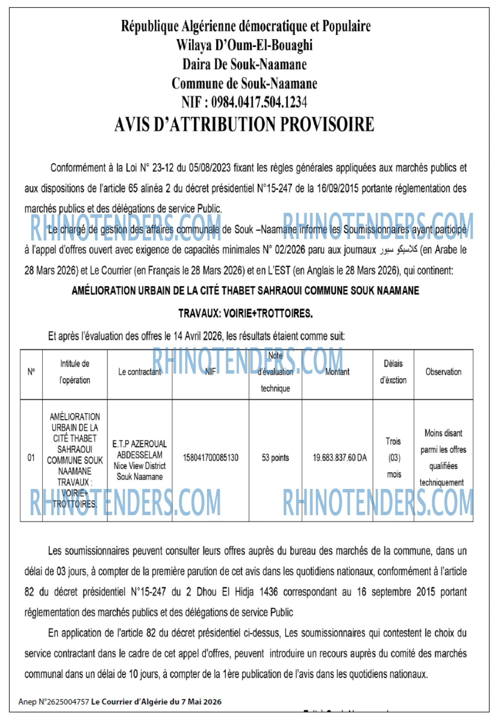 Le Courrier d'Algerie