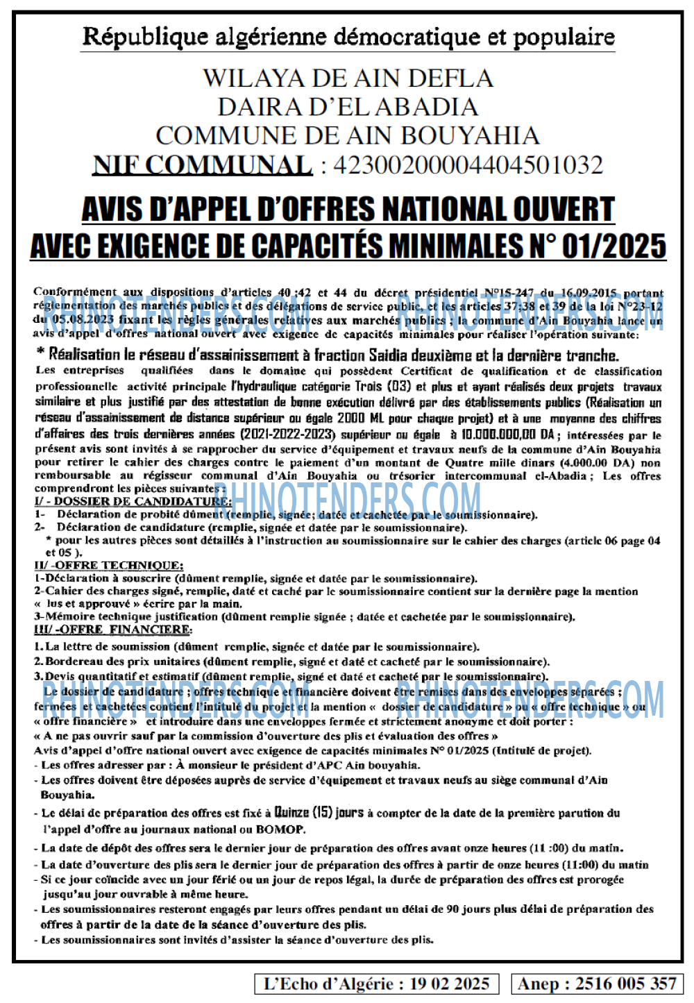 L'ECHO D'ALGERIE