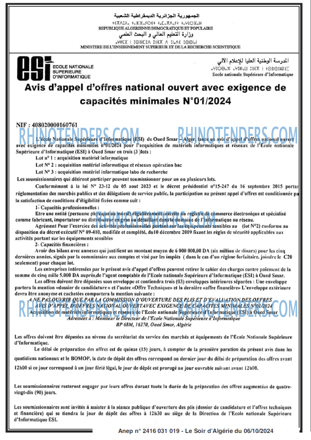 LE SOIR D'ALGERIE