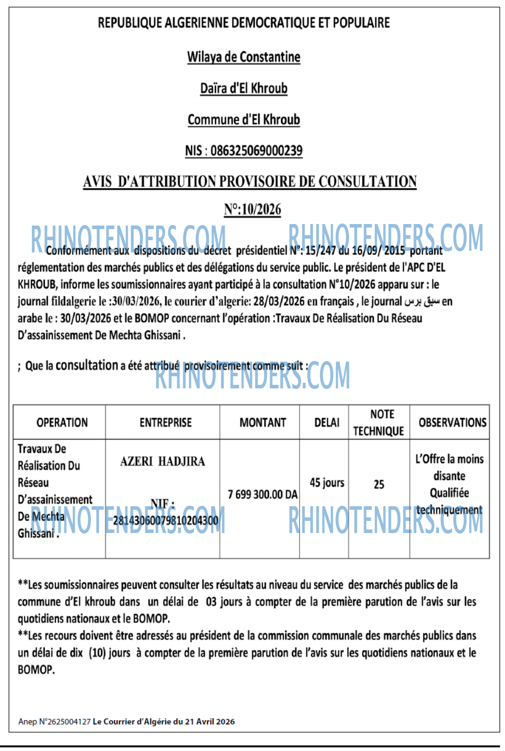 Le Courrier d'Algerie